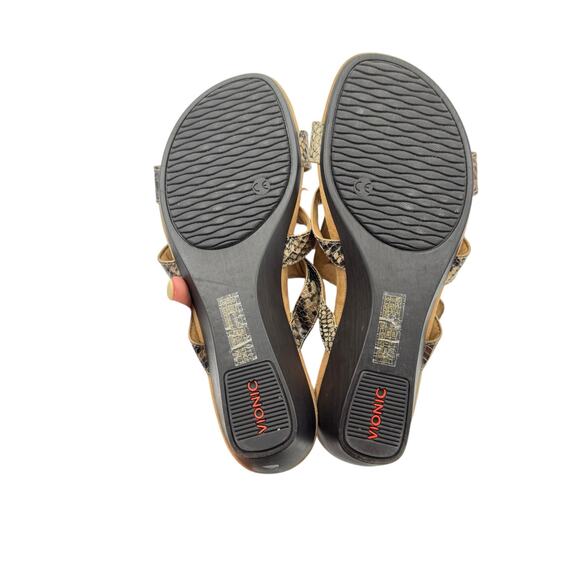 VIONIC Radia Orthotic Wedge Adjustable 3 Strap Snakeskin Embossed Sandals - Picture 11 of 11